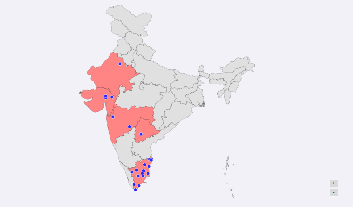 GMIndia Team Members Location Map